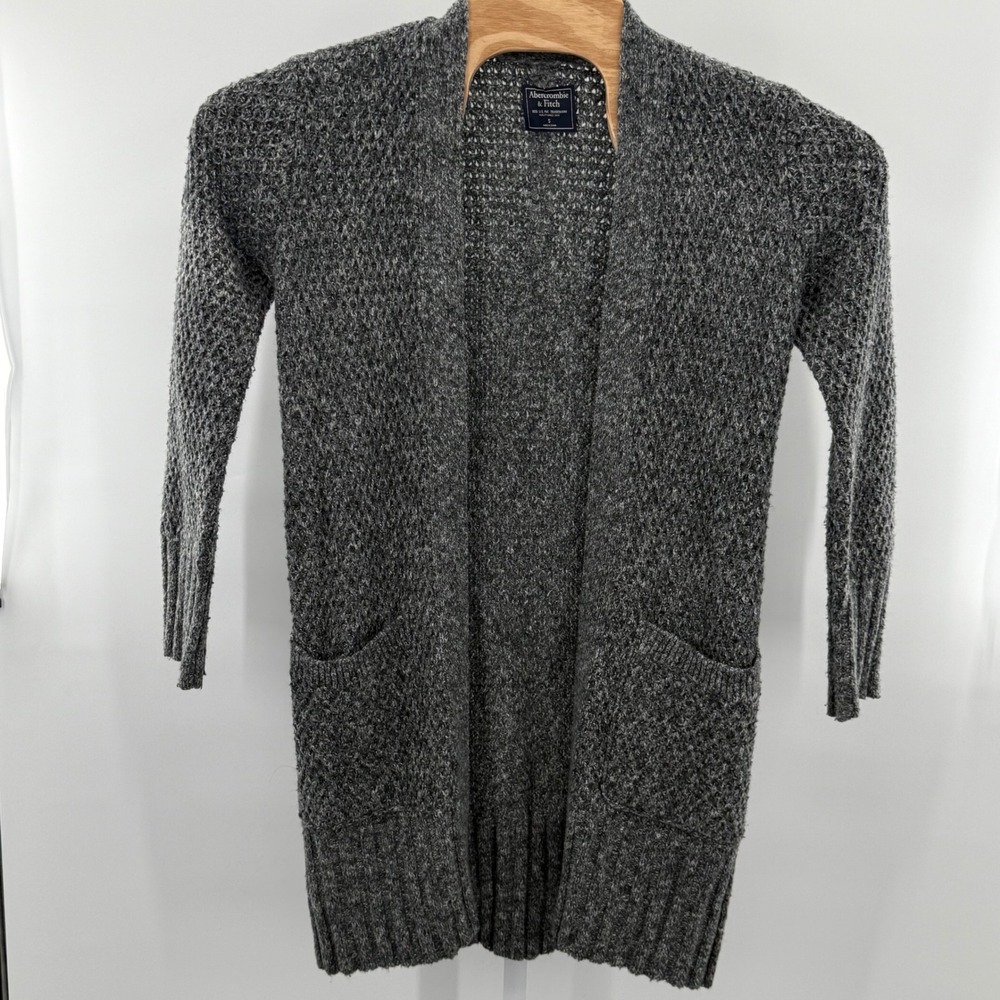 Abercrombie & Fitch Cardigan Open‎ Front Knit Pockets Gray Sweater Small comfy